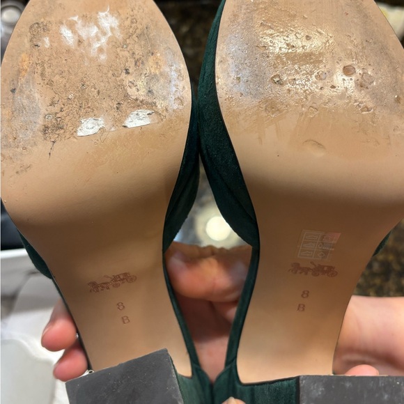 COACH Chrystie Green Suede platform Heels - Picture 4 of 4